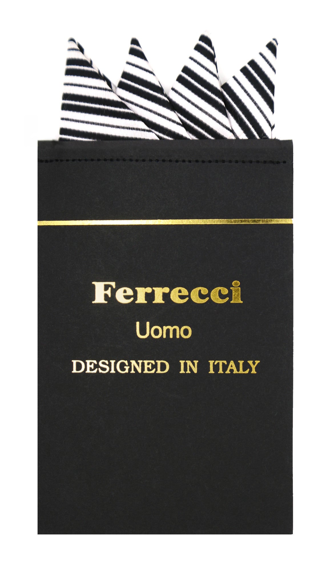Pre-Folded Microfiber Silver Black Stripe Handkerchief Pocket Square