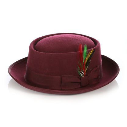 Burgundy Wool Pork Pie Hat