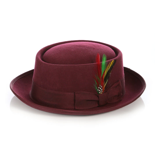 Burgundy Wool Pork Pie Hat
