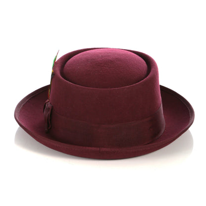 Burgundy Wool Pork Pie Hat