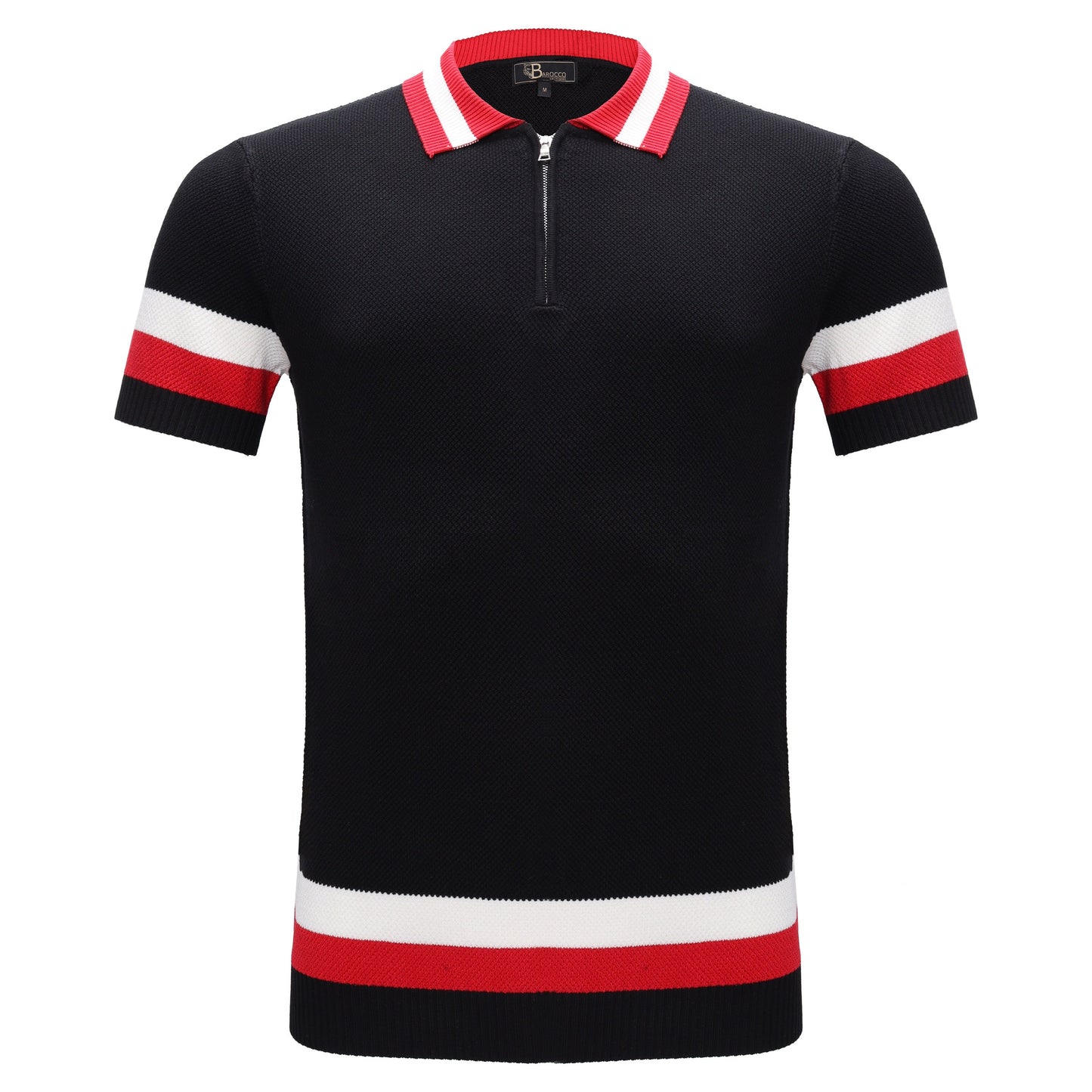 Heritage Stripe Knit Polo BLACK - My Men's Shop
