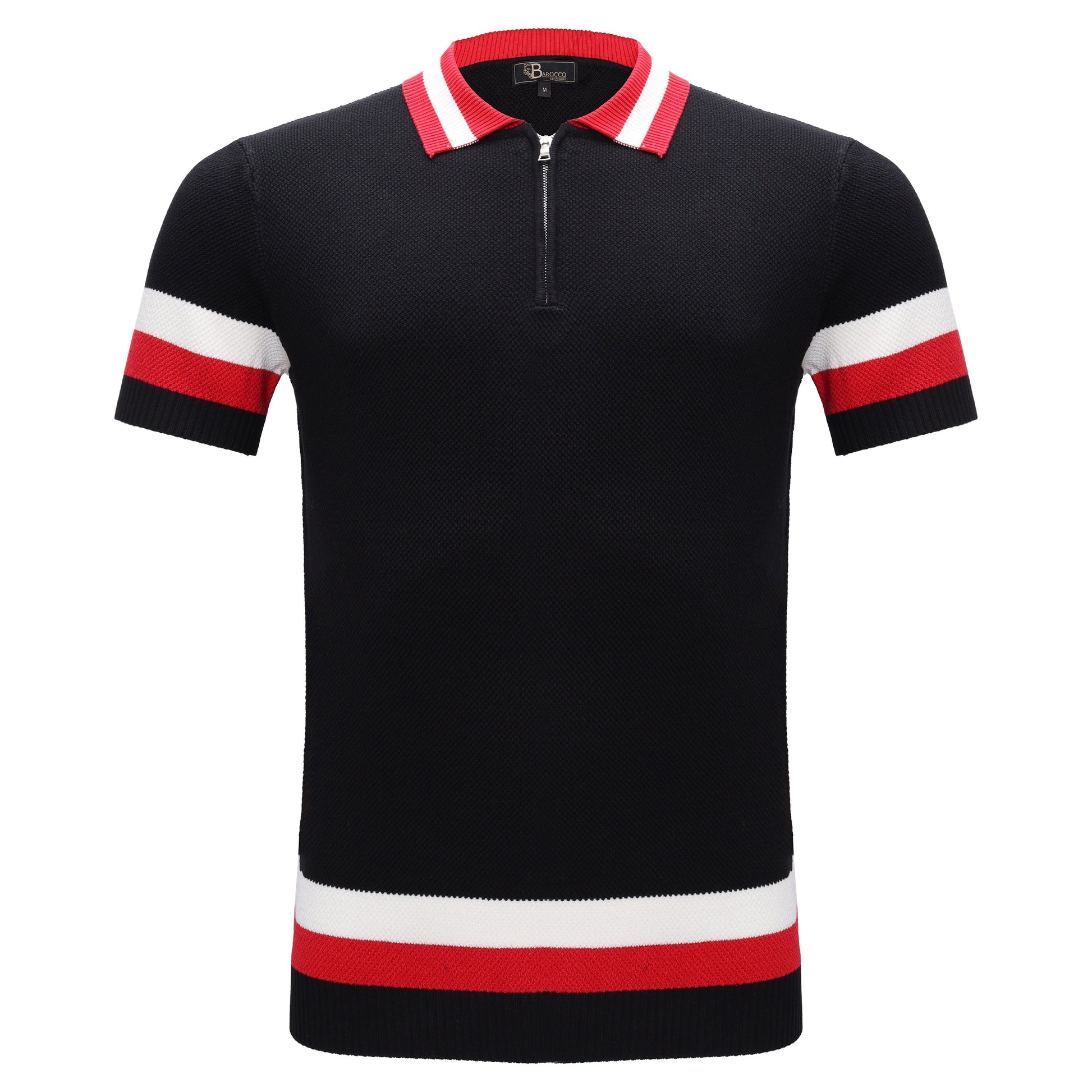Heritage Stripe Knit Polo BLACK - My Men's Shop