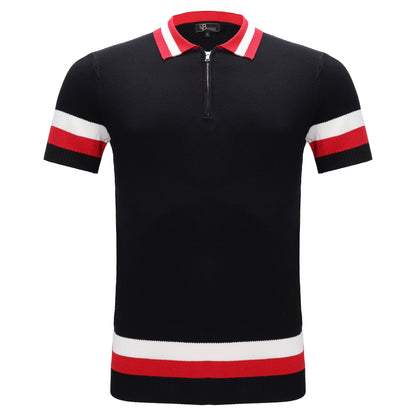 Heritage Stripe Knit Polo BLACK - My Men's Shop
