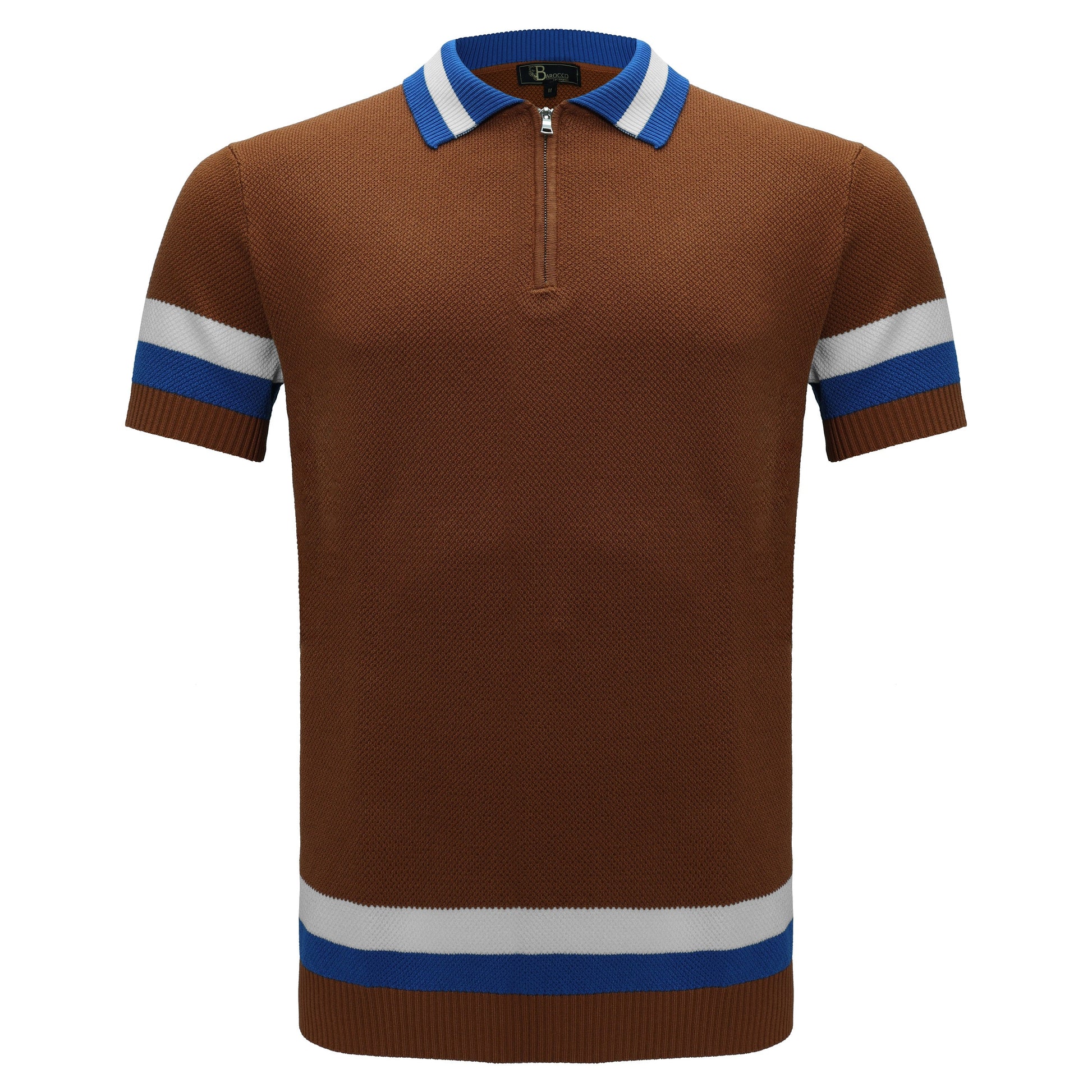 Heritage Stripe Knit Polo KHAKI - My Men's Shop