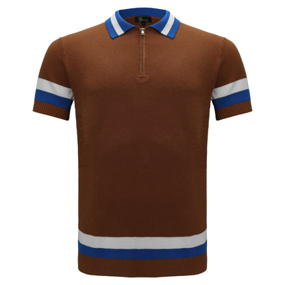 Heritage Stripe Knit Polo KHAKI - My Men's Shop