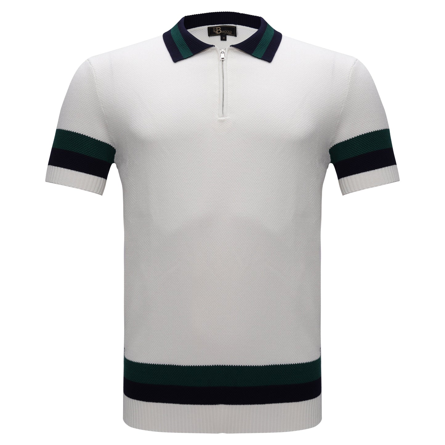 Heritage Stripe Knit Polo WHITE - My Men's Shop