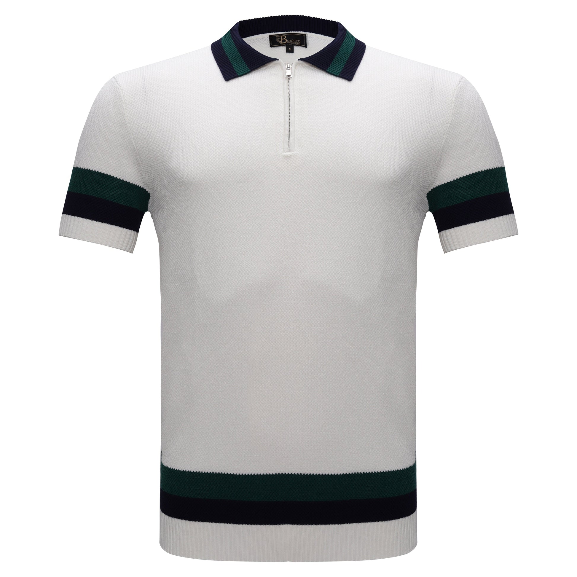 Heritage Stripe Knit Polo WHITE - My Men's Shop