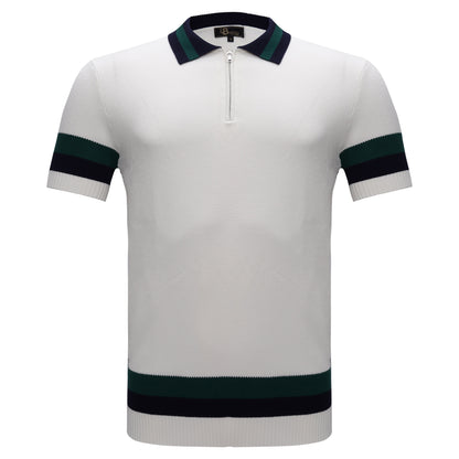 Heritage Stripe Knit Polo WHITE - My Men's Shop