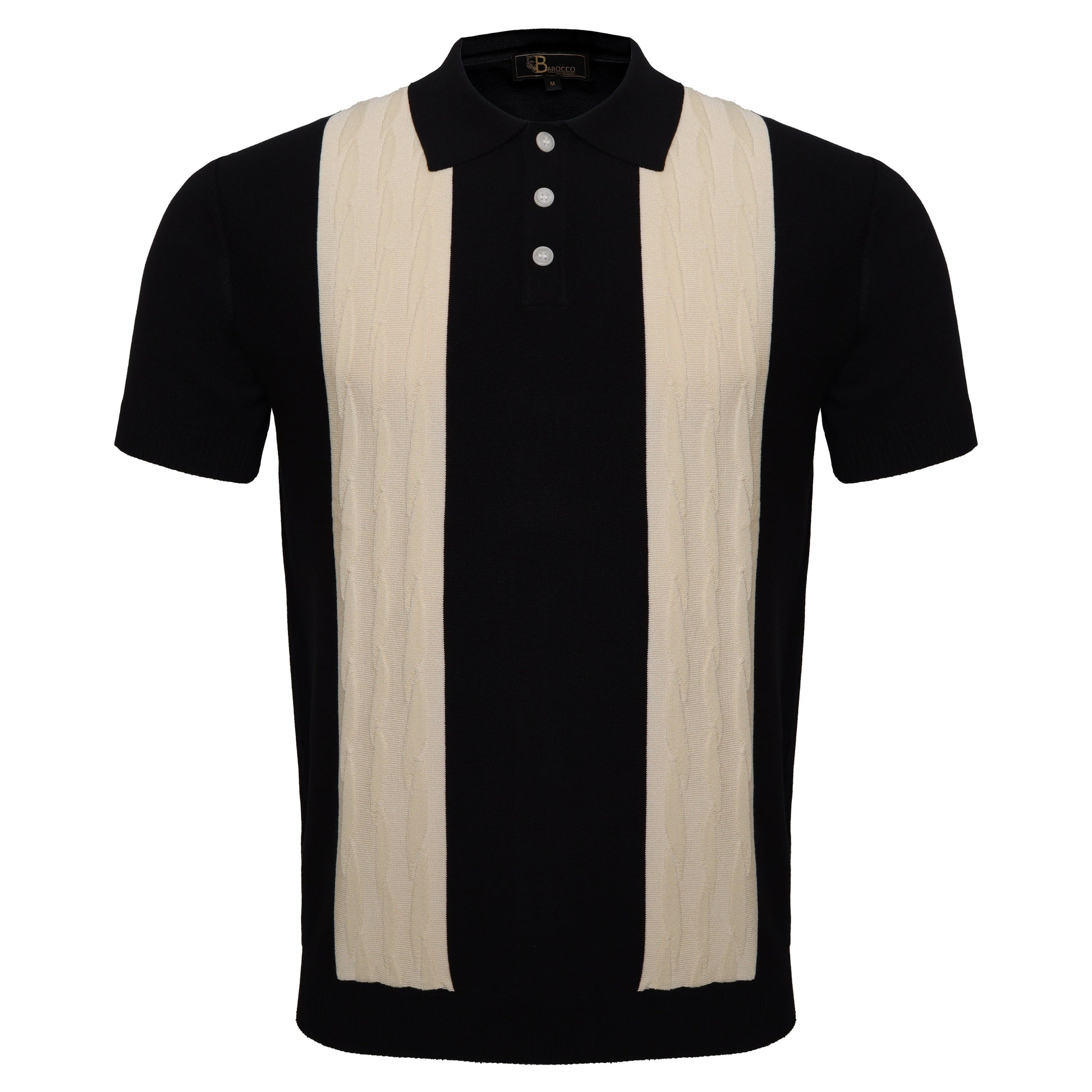 Men's Retro-Inspired Knitted Polo Shirt BLACK/WHITE - My Men's Shop