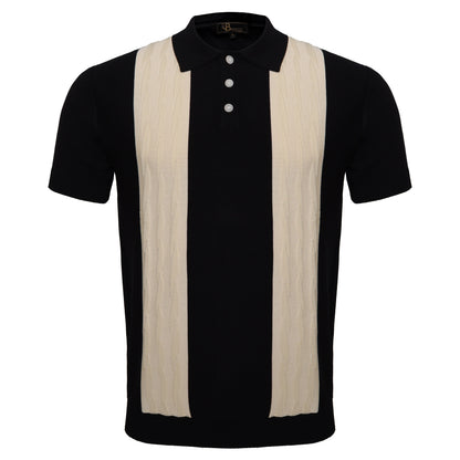 Men's Retro-Inspired Knitted Polo Shirt BLACK/WHITE - My Men's Shop