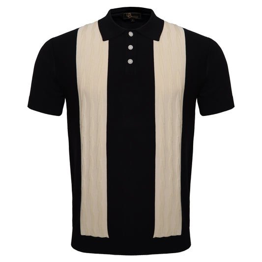 Men's Retro-Inspired Knitted Polo Shirt BLACK/WHITE - My Men's Shop