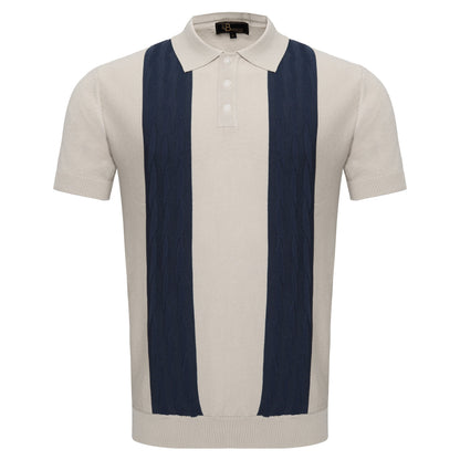 Men's Retro-Inspired Knitted Polo Shirt WHITE/NAVY - My Men's Shop