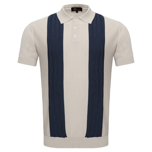 Men's Retro-Inspired Knitted Polo Shirt WHITE/NAVY - My Men's Shop