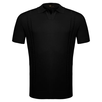 LuxeKnit Polo BLACK