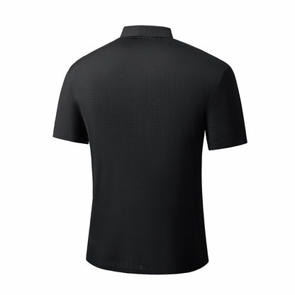 Grid Texture Stitchless Polo BLACK