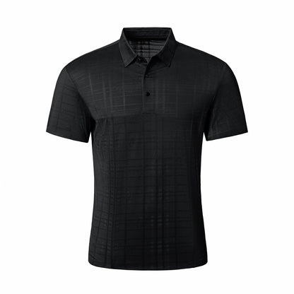 Shadow Plaid Stitchless Men's Polo Black - My Men's Shop