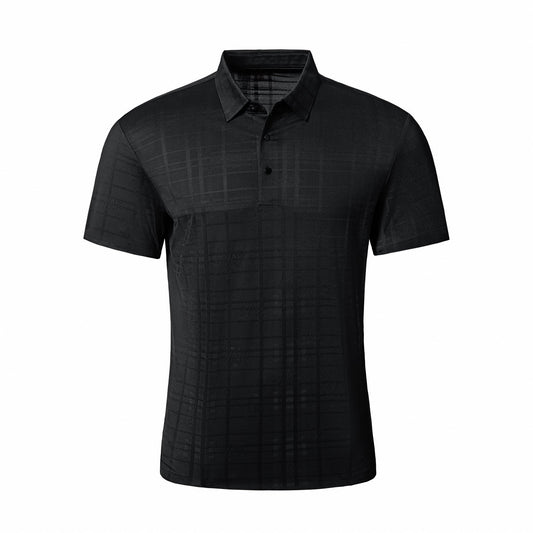 Shadow Plaid Stitchless Men's Polo Black - My Men's Shop