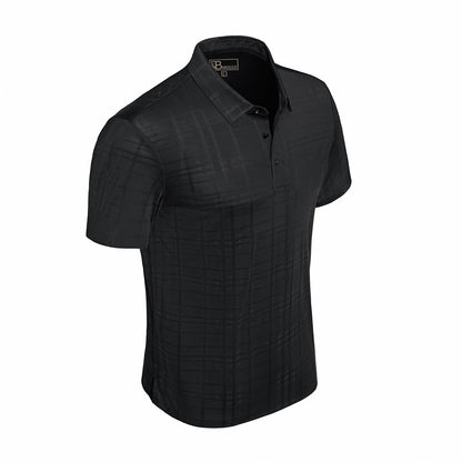 Shadow Plaid Stitchless Men's Polo Black - My Men's Shop