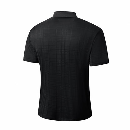 Shadow Plaid Stitchless Men's Polo Black - My Men's Shop