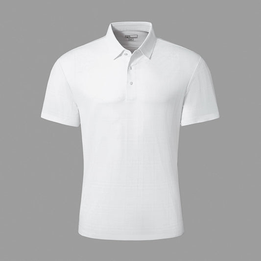 Shadow Plaid Stitchless Men's Polo White - My Men's Shop