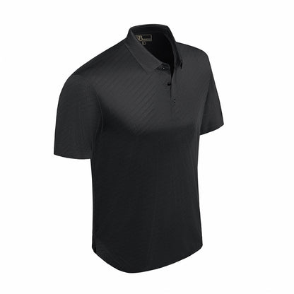 Diagonal Texture Stitchless Men's Polo Black - My Men's Shop