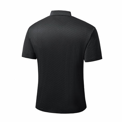Diagonal Texture Stitchless Men's Polo Black - My Men's Shop