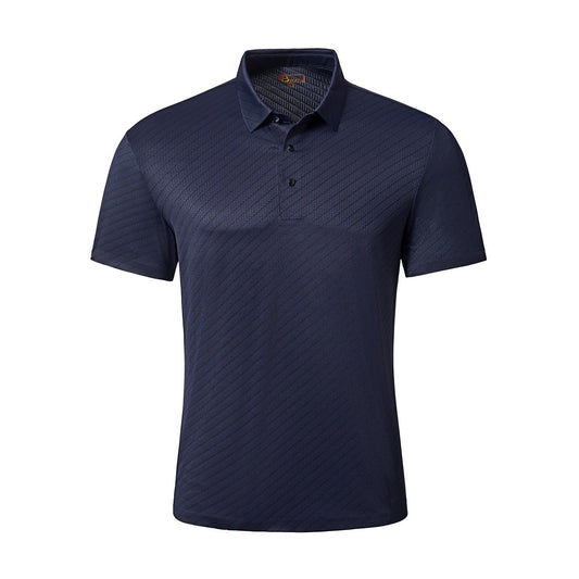 Diagonal Texture Stitchless Men's Polo Navy - My Men's Shop