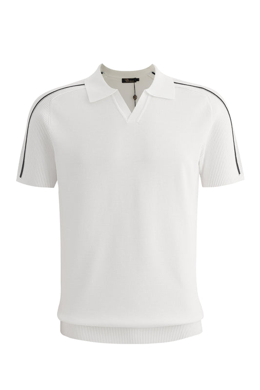 Milano Stripe Collar Polo IVORY - My Men's Shop