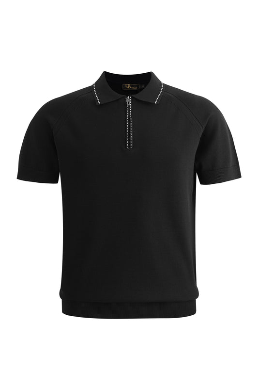 Strada Luxe Knit Polo BLACK - My Men's Shop
