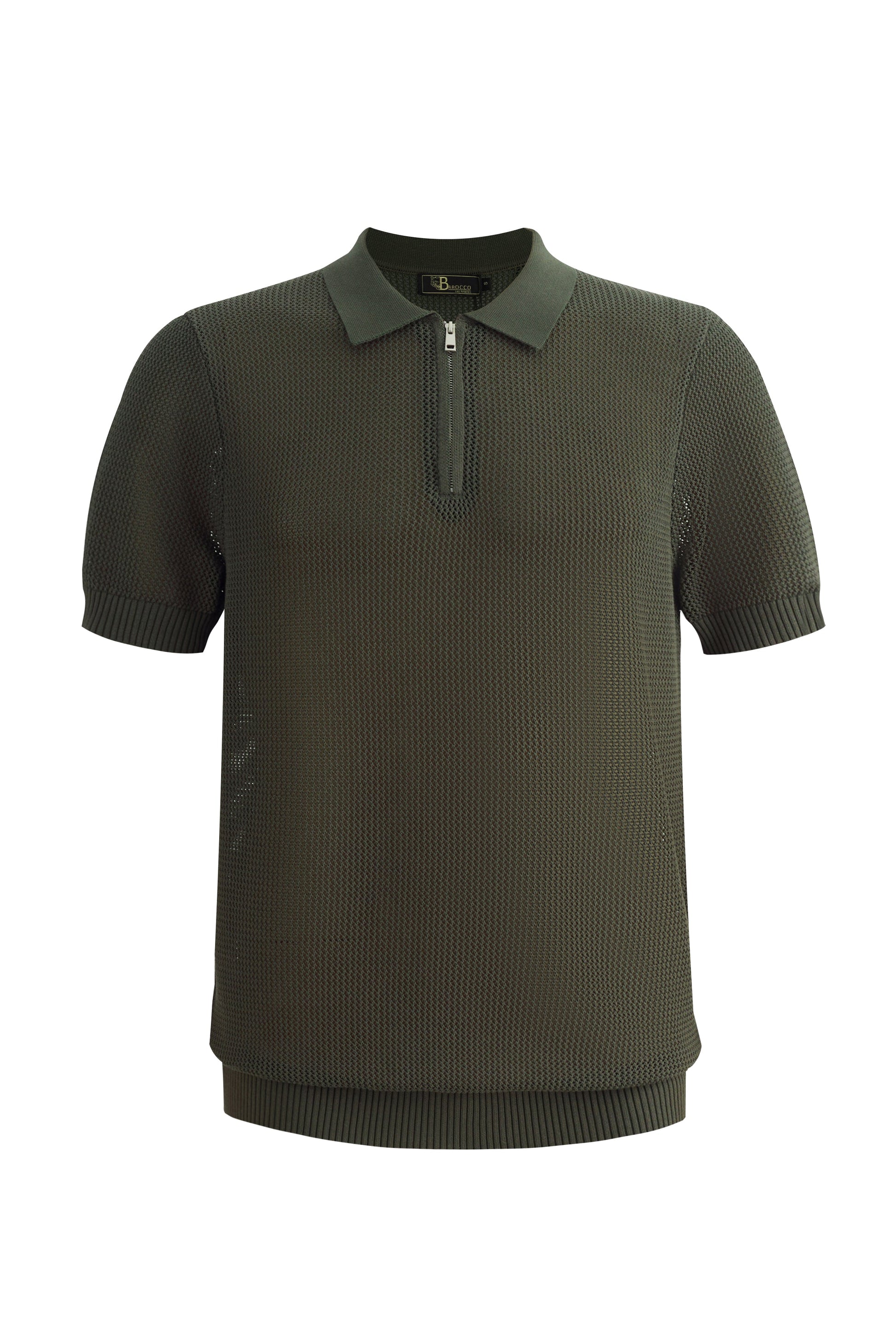 The Napoli Mesh Zip Polo DARK GREEN - My Men's Shop