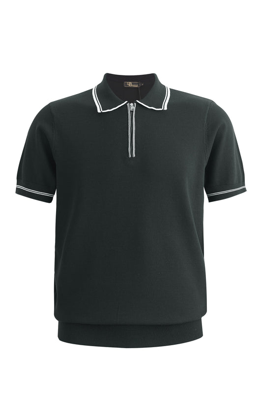 Riviera Contrast Trim Polo BLACK - My Men's Shop