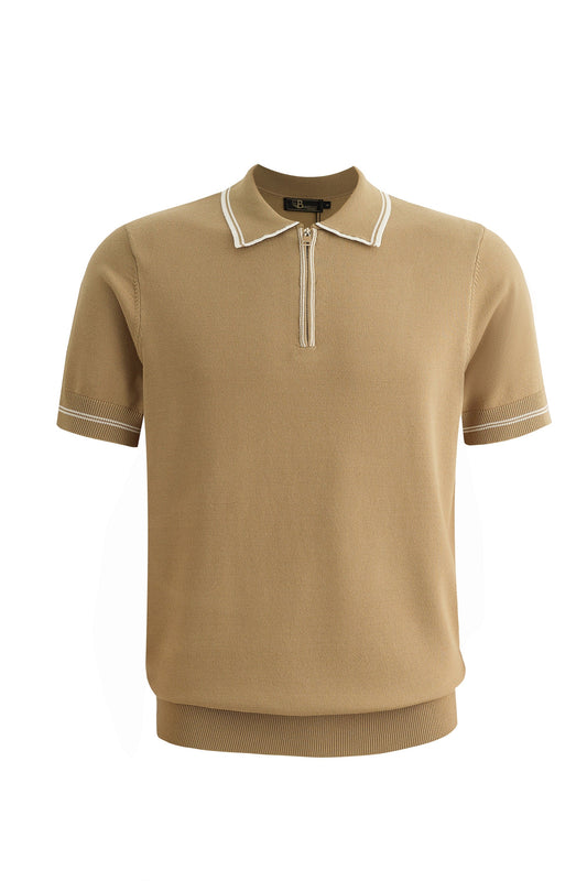 Riviera Contrast Trim Polo KHAKI - My Men's Shop