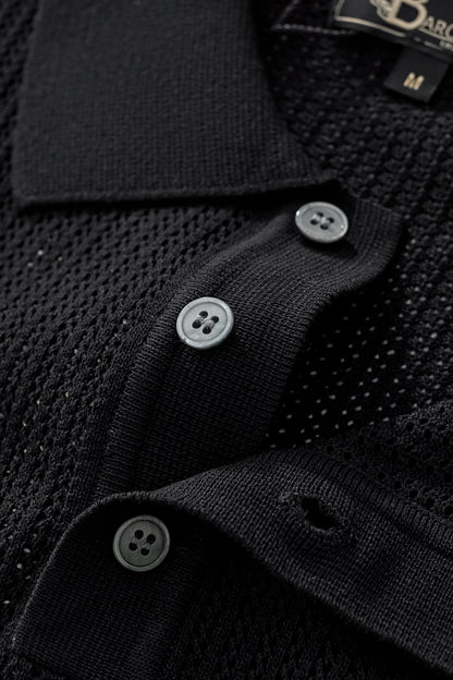 EdgeTrim Mesh Polo BLACK - My Men's Shop