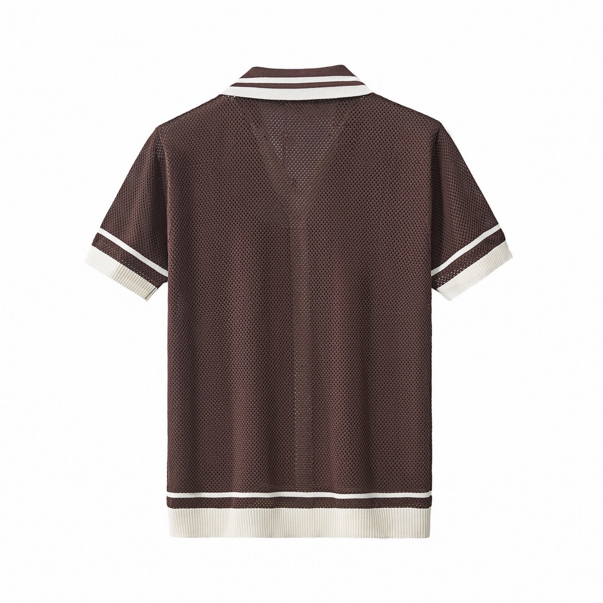 Contrast Trim Mesh Button-Up COFFEE - My Men's Shop