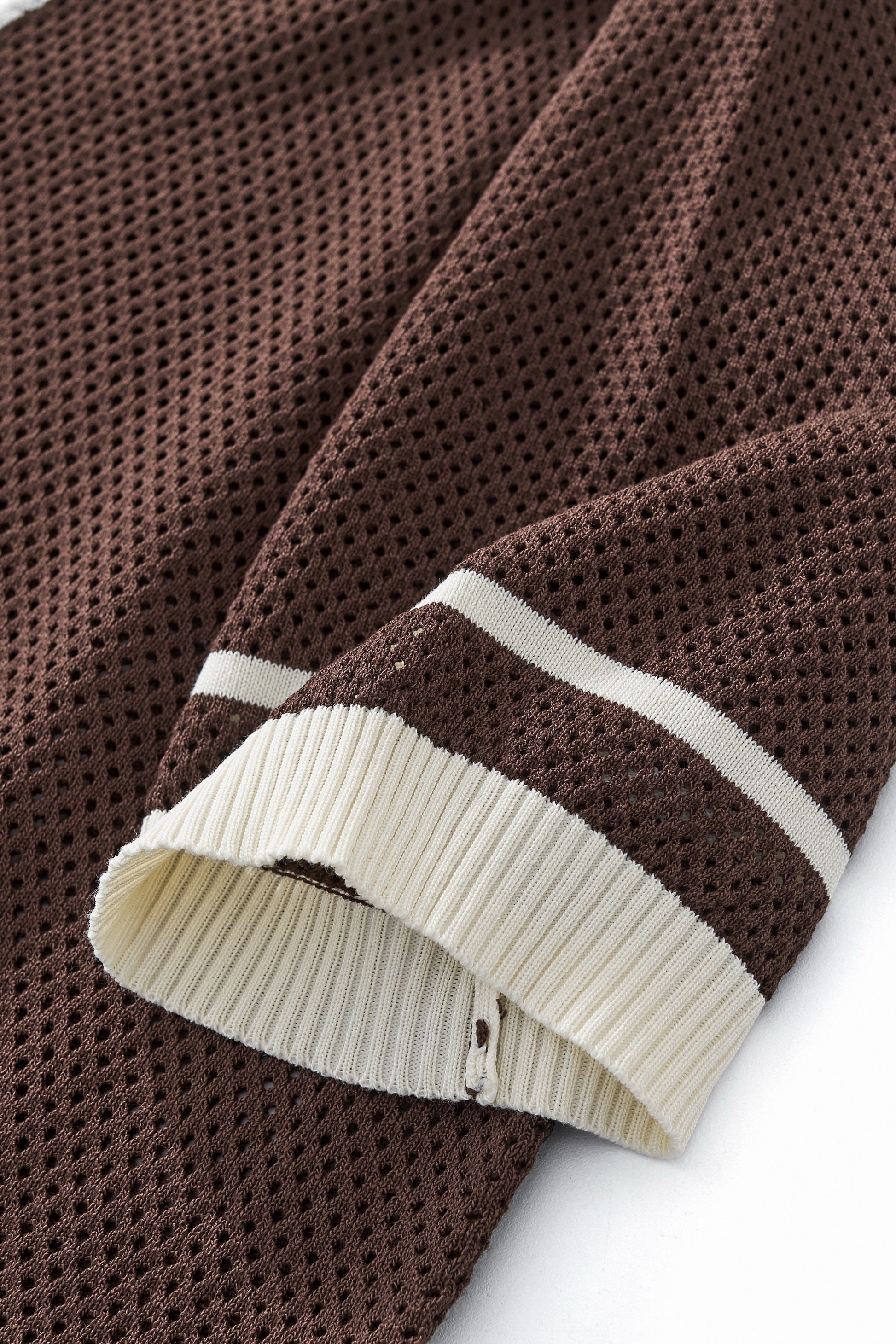 Contrast Trim Mesh Button-Up COFFEE - My Men's Shop