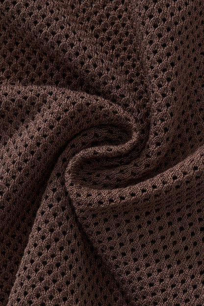 Contrast Trim Mesh Button-Up COFFEE - My Men's Shop