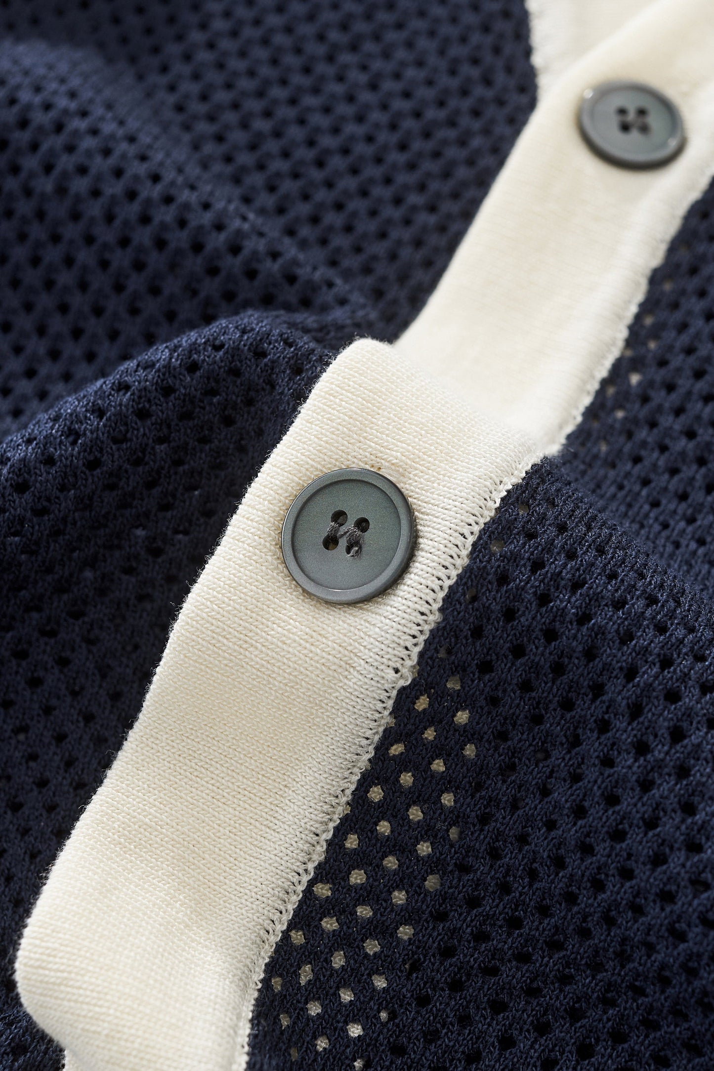 Contrast Trim Mesh Button-Up NAVY