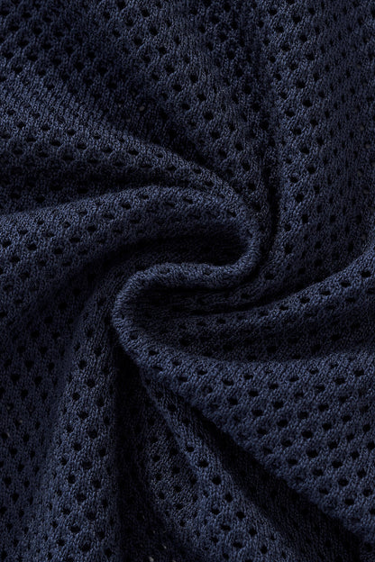 Contrast Trim Mesh Button-Up NAVY