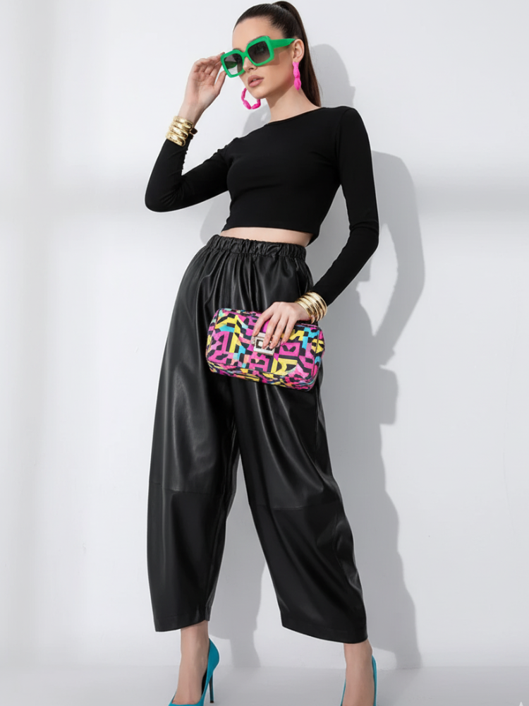 PU Wide-Leg Pants, Wall Street | Women - BYMANYC ® New York - My Men's Shop