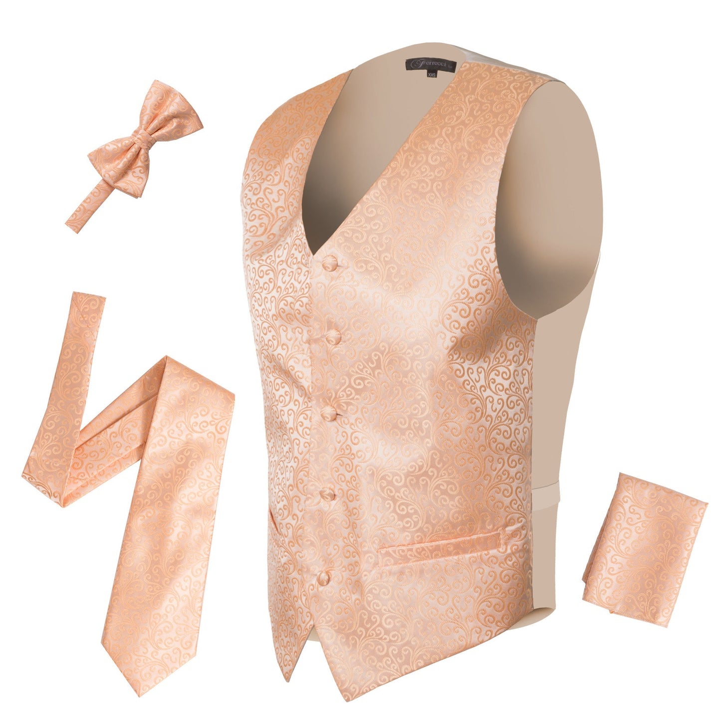 Ferrecci Mens PV50-7 Peach with Cream Back Vest Set