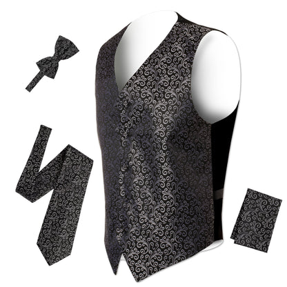 Ferrecci Mens PV50-1 Black Silver with Black Back Vest Set