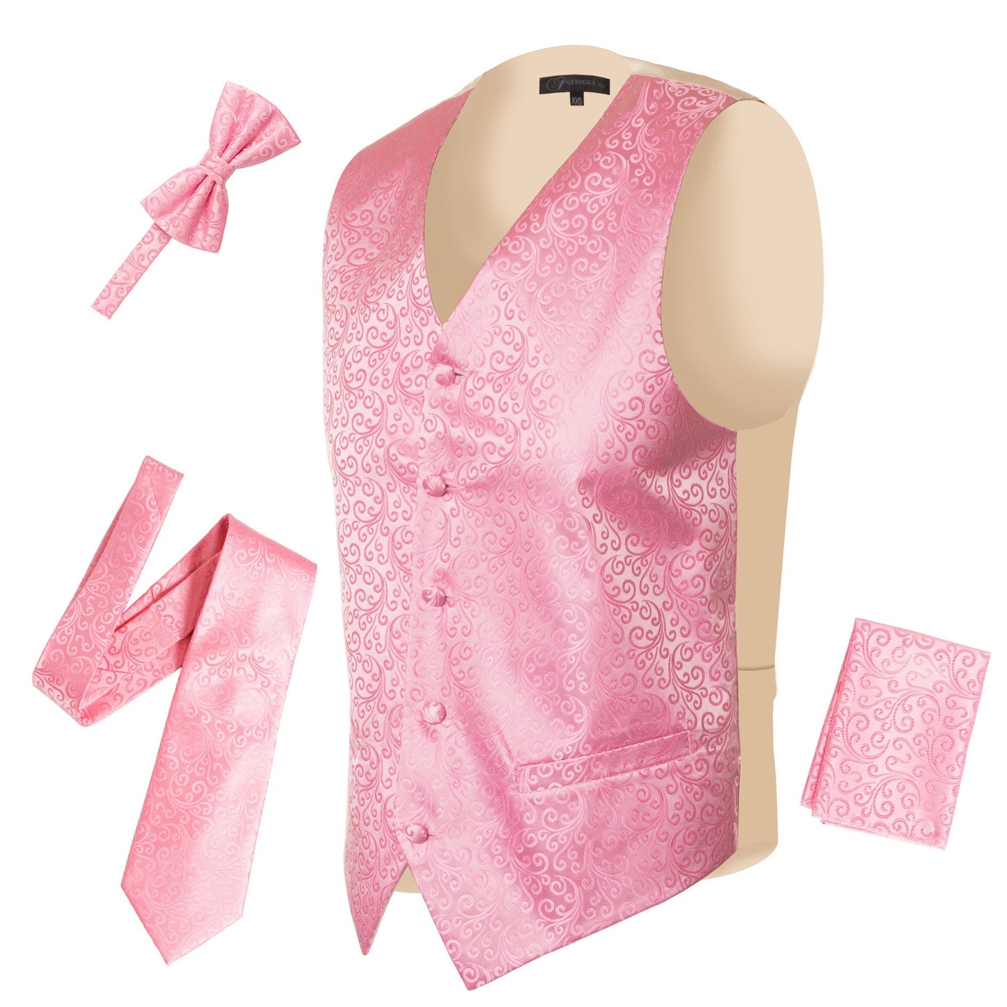 Ferrecci Mens PV50-10 Pink with Cream Back Vest Set