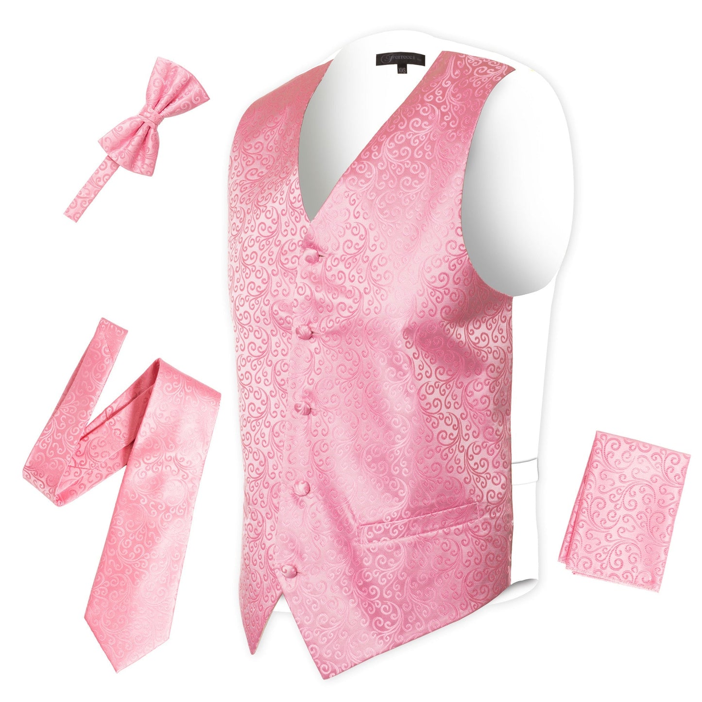 Ferrecci Mens PV50-11 Pink with White Back Vest Set