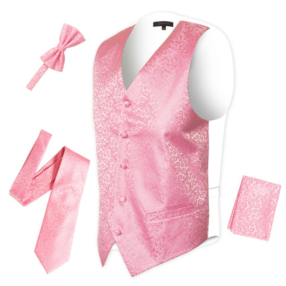 Ferrecci Mens PV50-11 Pink with White Back Vest Set
