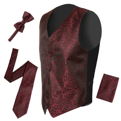 Ferrecci Mens PV50-2 Burgundy with Black Back Vest Set