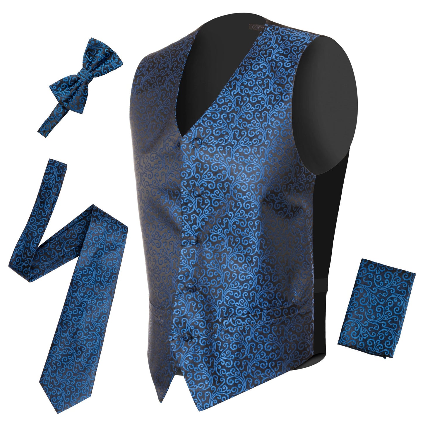 Ferrecci Mens PV50-3 Blue with Black Back Vest Set