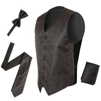 Ferrecci Mens PV50-4 Black with Black Back Vest Set