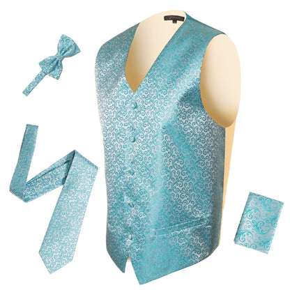 Ferrecci Mens PV50-5 Turquoise with Cream Back Vest Set