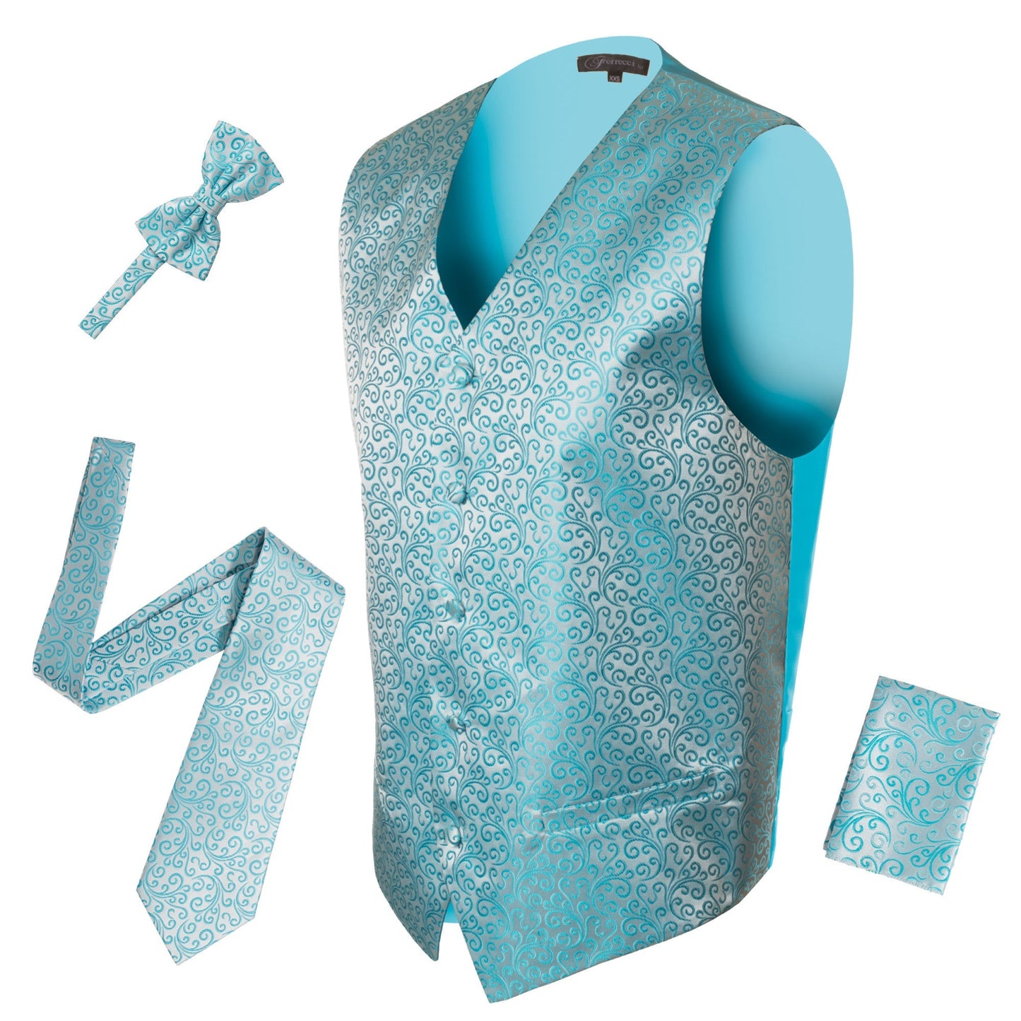 Ferrecci Mens PV50-6 Turquoise with Turquoise Back Vest Set