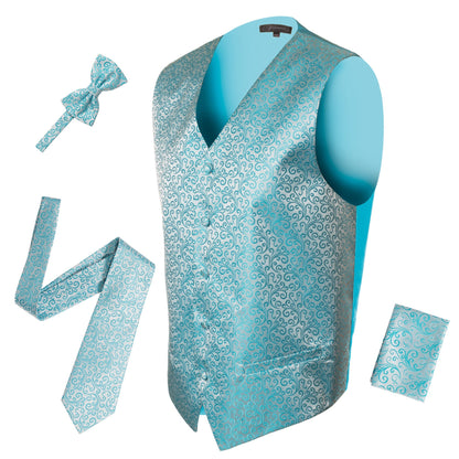 Ferrecci Mens PV50-6 Turquoise with Turquoise Back Vest Set